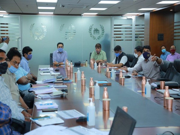 Telangana Minister KT Rama Rao during a review meeting on Monday.