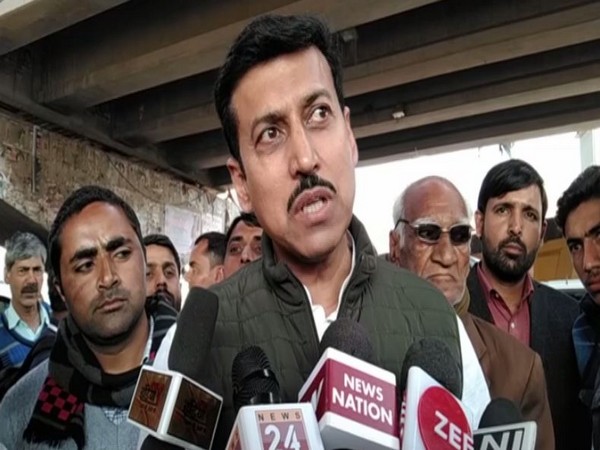 Union Minister Colonel Rajyavardhan Singh Rathore speaking to reporters in Jaipur on Sunday. Photo/ANI