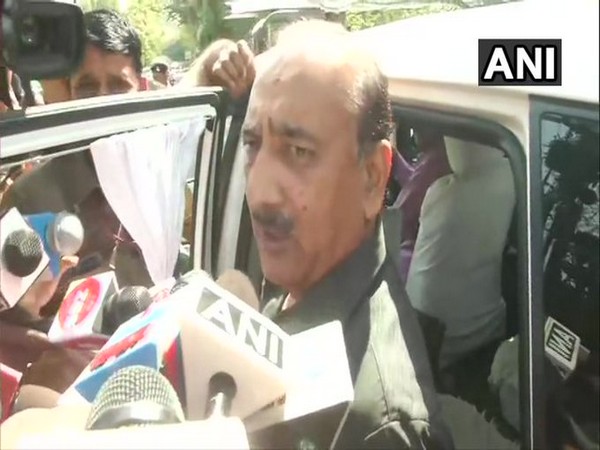 Madhya Pradesh Minister and Congress leader BS Rathore talking to reporters on Wednesday.