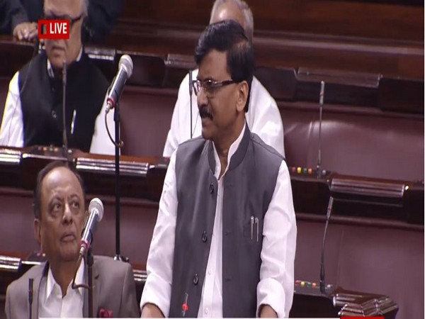 Shiv Sena leader Sanjay Raut speaking in the Rajya Sabha on Monday.