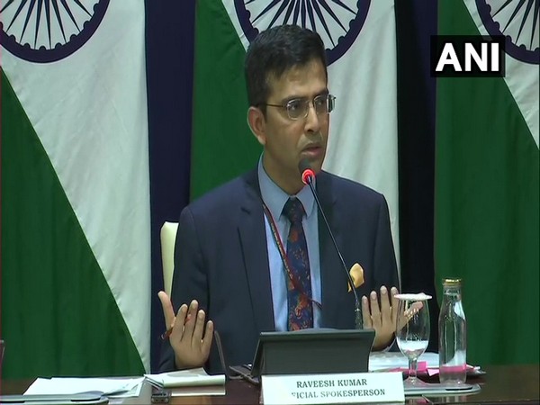 MEA spokesperson Raveesh Kumar speaking to reporters in New Delhi on Thursday.