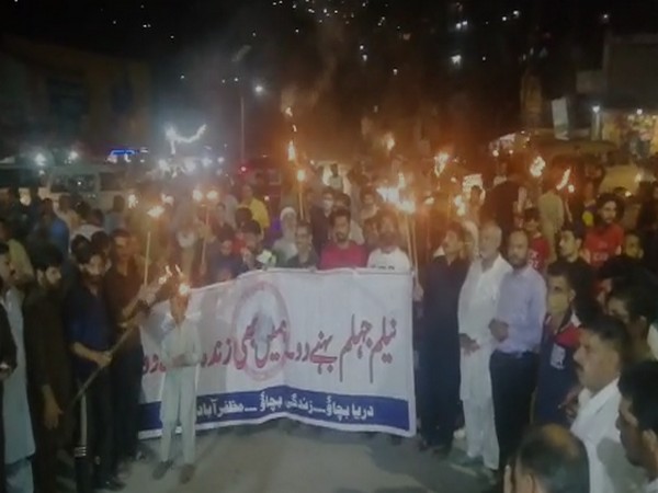 A protest was held in PoK's Muzaffarabad city on Monday night against the mega dams proposed to be constructed by Chinese companies on Neelum-Jhelum River. Photo/ANI