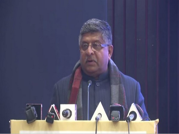 Union Minister Ravi Shankar Prasad speaking at an event in New Delhi on Monday. Photo/ANI