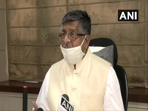 Union Minister Ravi Shankar Prasad speaking to ANI on Tuesday. Photo/ANI