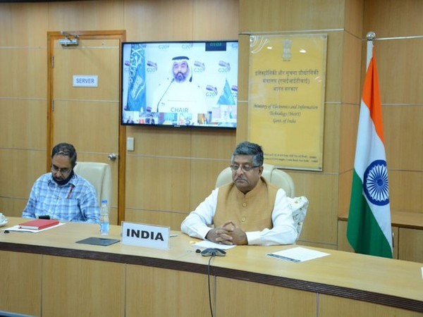 Union Minister Ravi Shankar Prasad participated in G20 Digital Economy Ministerial virtual meeting on Thursday (Picture courtesy - Twitter)