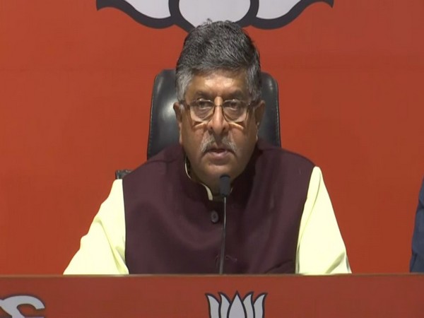 Union Minister Ravi Shankar Prasad addressing a press conference in New Delhi on Saturday. Photo/ANI
