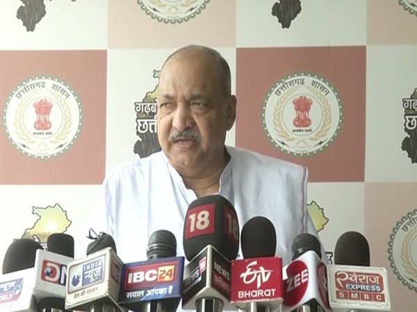 Chhattisgarh Agriculture Minister Ravindra Choubey addressing a press conference on Friday. Photo/ANI