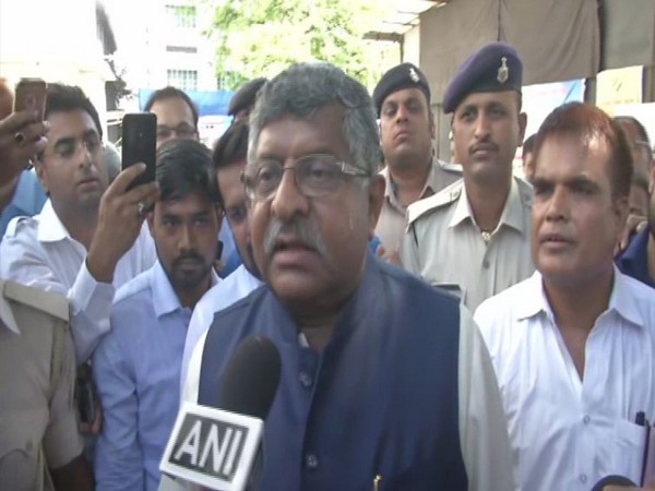 Union Minister Ravi Shankar Prasad speaking to ANI in Patna on Sunday. Photo/ANI