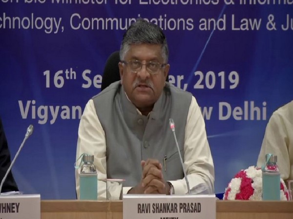 Union Minister Ravi Shankar Prasad during his keynote address at the event on Monday in New Delhi. Photo/ANI