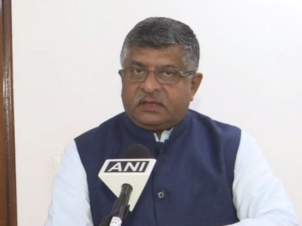Union Electronics and Information Technology Minister Ravi Shankar Prasad speaking to ANI on Saturday. Photo/ANI