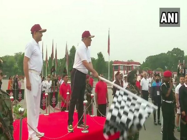 Army Chief General Bipin Rawat flagging off the run on Saturday in Delhi. Photo/ANI
