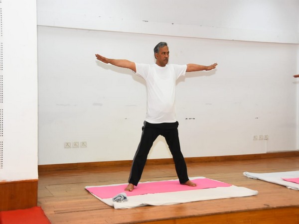 Uttarakhand Chief Minister Trivendra Singh Rawat performed yoga on International Yoga Day on Sunday.