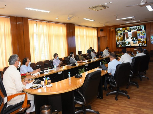 Uttarakhand Chief Minister Trivendra Singh Rawat reviews the COVID-19 situation in the state on Saturday. Photo/ANI