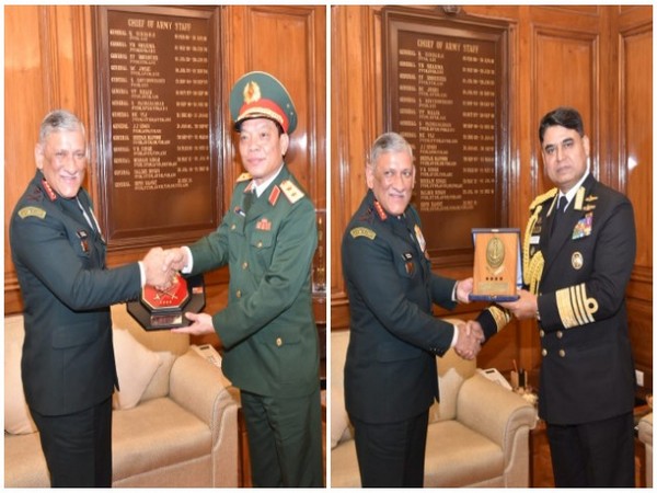 Army Chief Bipin Rawat meeting top defence personnel from Vietnam and Bangladesh in New Delhi on Monday.