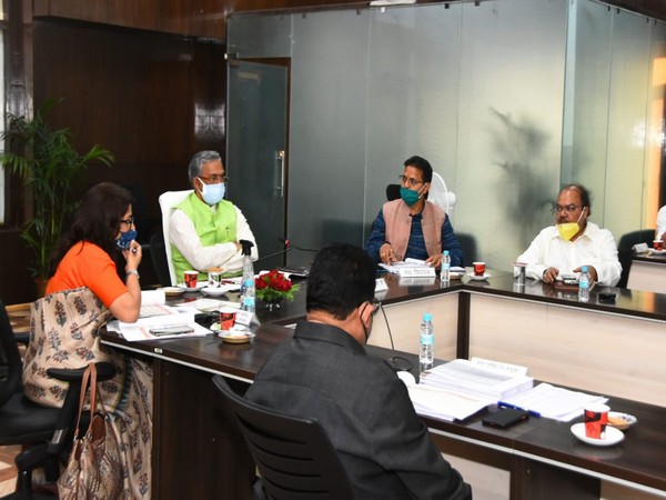 Uttarakhand CM TS Rawat chairing the meeting held on Monday. Photo/ANI