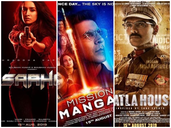 Poster of 'Saaho', 'Mission Mangal', and 'Batla House', Image Courtesy: Instagram
