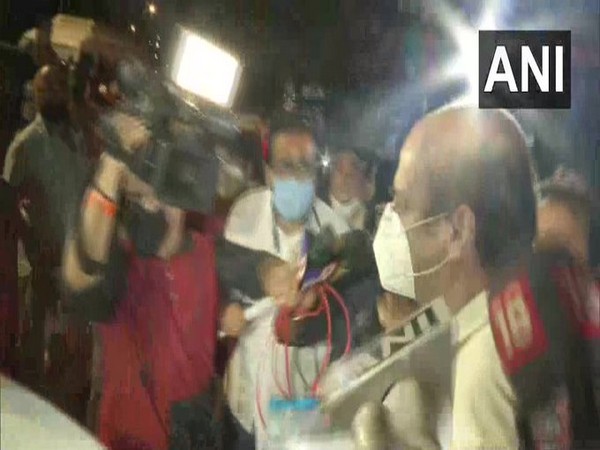 Rhea's father Indrajit Chakraborty leaves Santacruz branch of Axis Bank on Thursday. Photo/ANI