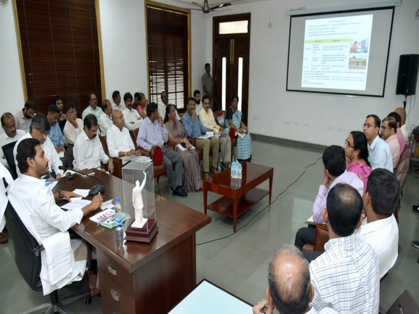 Chief Minister YS Jagan Mohan Reddy during a meeting in Amaravati, Andrha Pradesh.