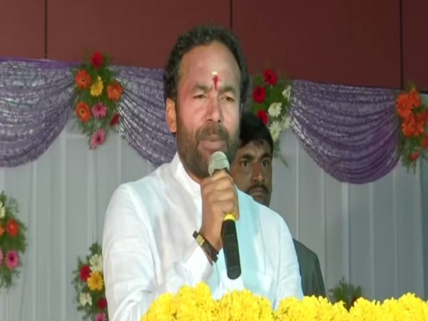 Union MoS G Kishan Reddy addressing the gathering at Grahak Mela' in Champapet on Saturday. Photo/ANI