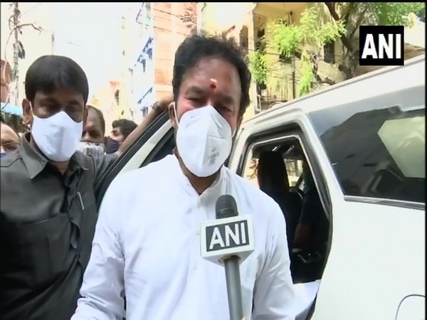 Union Minister of State G Kishan Reddy during his visit to rain-affected areas in Hyderabad on Thursday. (Photo/ANI)