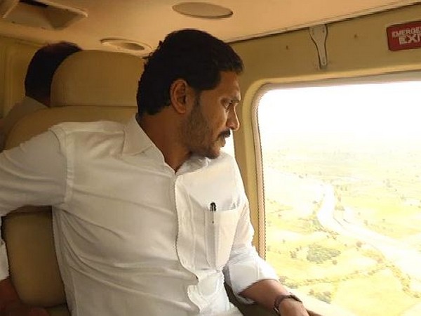 Andhra Pradesh CM YS Jagan Mohan Reddy conducting aerial survey of Kurnool district on Saturday. Photo/ANI