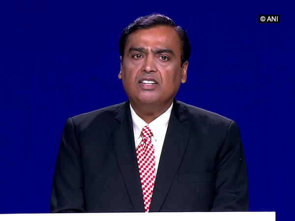 Mukesh Ambani speaking at the 42nd annual general meeting in Mumbai on Monday.