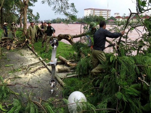 Rescue team workers clearing out trees in Vietnam that were affected due to heavy downpour and storm. (Photo credit: Reuters)