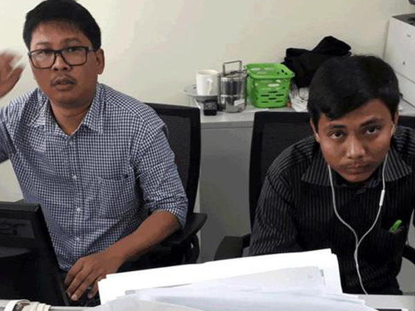 Imprisoned Reuters journalists Kyaw Soe Oo and Wa Lone 