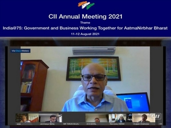 Revenue Secretary Tarun Bajaj addressing the CII annual session on Wednesday.