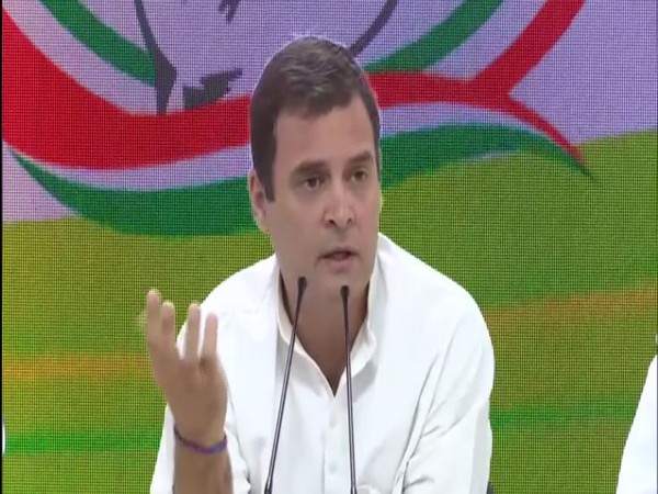 Congress president Rahul Gandhi addressing a media briefing on Saturday