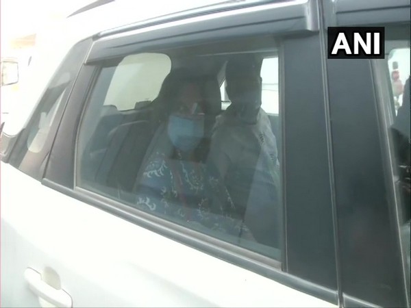 Slain gangster Vikas Dubey's wife Richa arrived at ED office in Lucknow on Wednesday. Photo/ANI