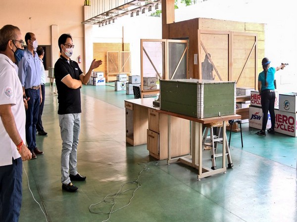 Sports Minister Kiren Rijiju at the Dr. Karni Singh Shooting Range. (Photo/ Kiren Rijiju Twitter)