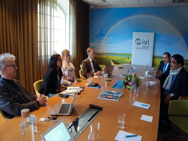 Union Minister of Road Transport and Highways, Micro, Small and Medium Enterprises Nitin Gadkari at Stockholm in Sweden on Wednesday. Photo/ANI