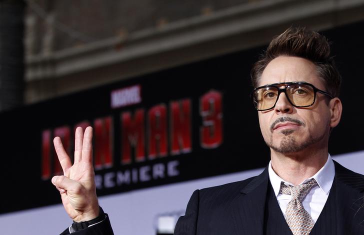 Cast member Robert Downey Jr poses at the premiere of 