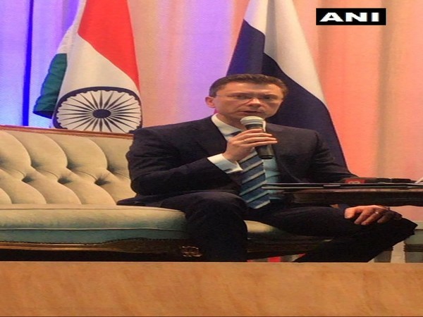 Russian Deputy Chief of Mission Roman Babushkin speaking at a press conference in New Delhi on Monday.