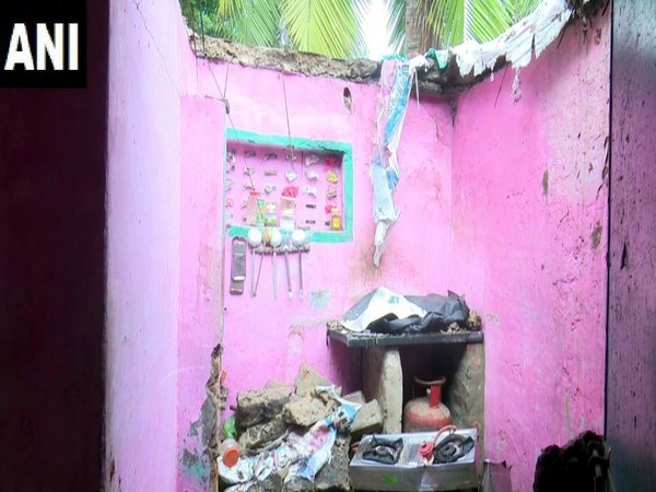 Visual from the house whose roof collapsed in Rameswaram. Photo/ANI