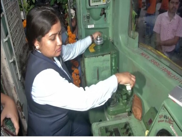 Loco Pilot Soumita Roy at work in Kolkata on Sunday. Photo/ANI
