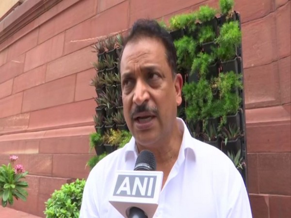 Rajiv Pratap Rudy talking to reporters on Friday. (Photo/ANI)
