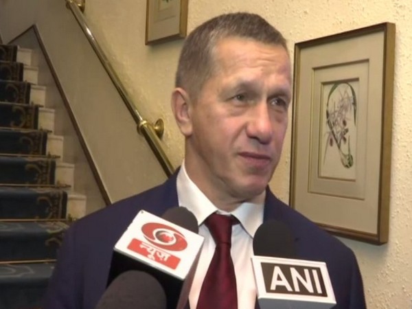 Russian Deputy Prime Minister Yury Petrovich Trutnev speaking to media persons on Wednesday in New Delhi. Photo/ANI
