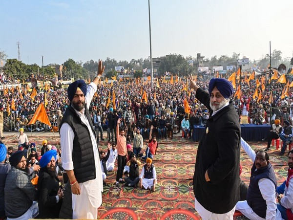 Shiromani Akali Dal (SAD) president Sukhbir Singh Badal during the Faridkot gathering. (ANI/photo)