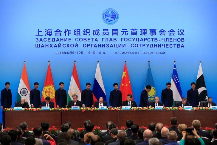 Leaders attend signing ceremony during the Shanghai Cooperation Organisation (SCO) summit on Thursday.