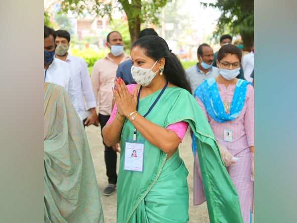 Telangana Rashtra Samithi (TRS) candidate and former Member of Parliament Kalvakuntla Kavitha. (Photo/ANI)