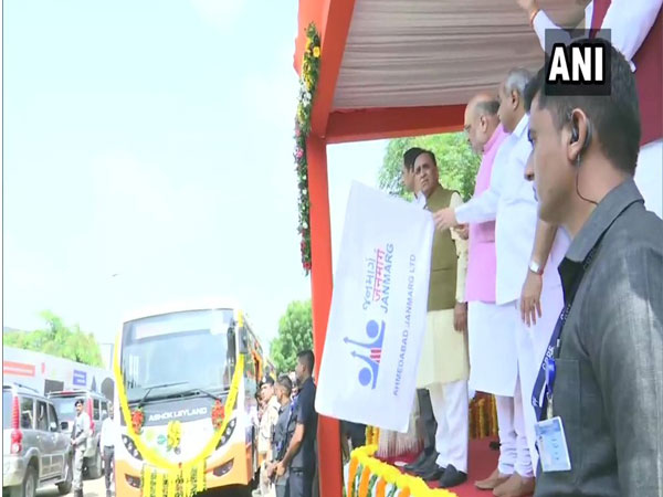 Gujarat: Union Home Minister Amit Shah flags off battery operated Eco-friendly buses in Ahmedabad [Photo/ANI]