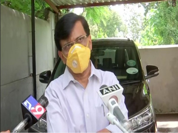 Shiv Sena MP Sanjay Raut speaking to media on Tuesday. (Photo/ANI)
