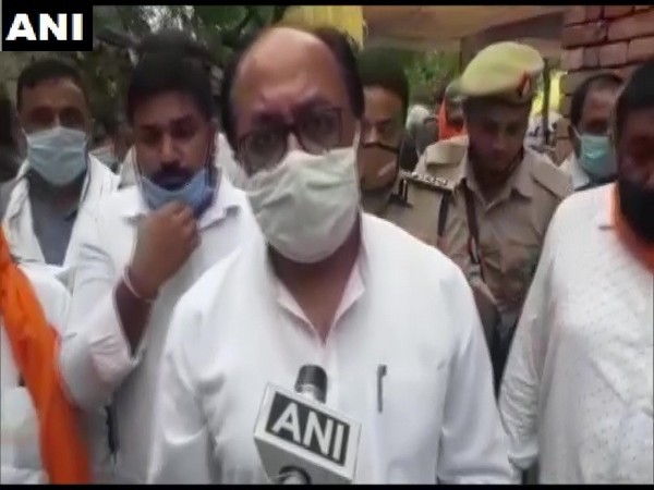 Uttar Pradesh Cabinet Minister Siddharth Nath Singh speaking to ANI in Prayagraj on Tuesday. (Photo/ANI)