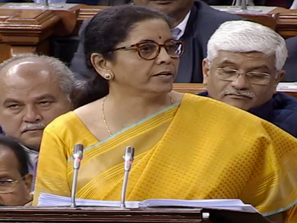 Finance Minister Nirmala Sitharaman during her budget speech in the Parliament on  Saturday. (Photo/ANI)