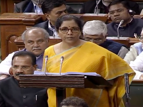 Finance Minister Nirmala Sitharaman in the Parliament on Saturday. Photo/ANI