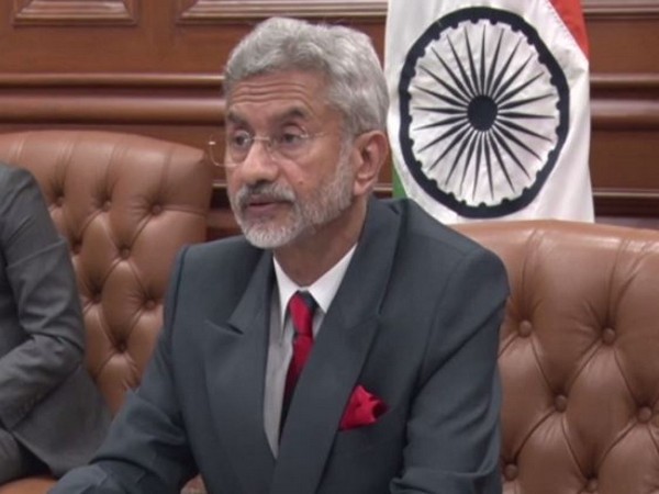 External Affairs Minister S Jaishankar speaking to the Foreign Ministers of Central Asia during the second meeting of the India-Central Asia Dialogue. Photo/ANI