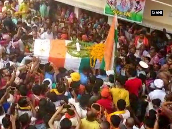 Mortal Remains of leading Aircraftmen reach his natice village Shobha Chappar in Uttar Pradesh on Friday 