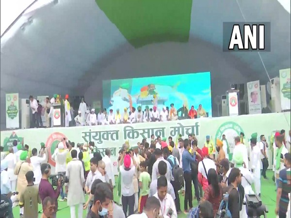 Earlier visual from the Kisan Mahapanchayat in UP's Muzaffarnagar. (Photo/ANI)